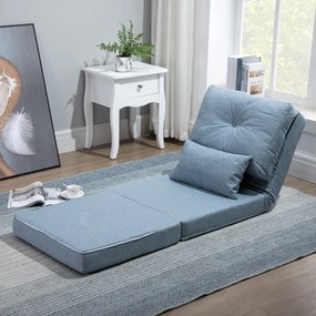 Poltrona-sofá-cama convertível de 1 lugar com 1 almofada e encosto ajustável, azul