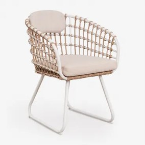 Pack De 2 Cadeiras De Jantar Com Braços Em Alumínio E Rattan Sintético Isaran Gardénia Branco - Sklum