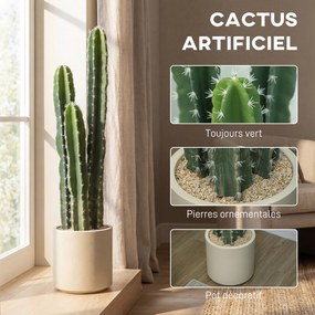 Cacto Artificial em Vaso, 22 x 22 x 95 cm, Hastes Reguláveis, Verde