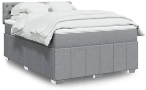 vidaXL Cama com molas/colchão 140x190 cm tecido cinzento-claro