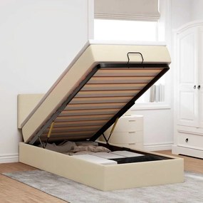 vidaXL Estrutura de cama otomana com creme de colchão 90x190cm tecido