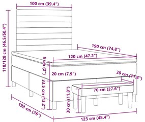 Cama boxspring com colchão 120x190 cm tecido preto