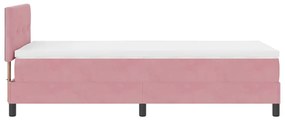 Cama Box Spring com Colchão e LED Rosa 80x200 cm Veludo