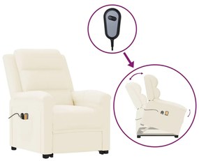 vidaXL Poltrona de massagens elevatória couro artificial cor creme