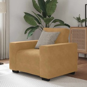 vidaXL Poltrona 60 cm veludo castanho