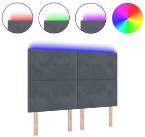 Cabeceira LED vidaXL Cinza Escuro 80 cm Veludo