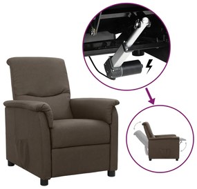 vidaXL Poltrona elevatória tecido castanho