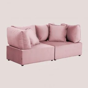 Sofá Modular De 2 Peças Com 2 Cadeirões De Canto Em Veludo Kata Rosé - Sklum