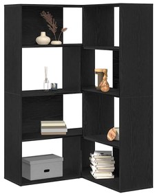 Armário de Canto vidaXL Preto Carvalho 140x30x140 cm Madeira de Engenh