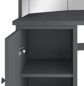 Toucador de canto com LED 111x54x141,5 cm cinzento