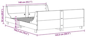Cama sem colchão 140x190 cm madeira de pinho maciça branco