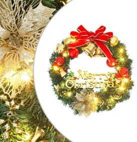 vidaXL Grinalda de Natal com 15 luzes LED 30 cm verde