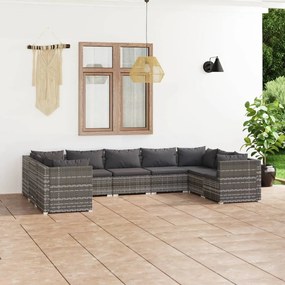 vidaXL 9 pcs conjunto lounge de jardim c/ almofadões vime PE cinzento