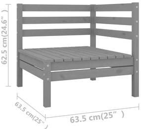 8 pcs conjunto lounge de jardim pinho maciço cinza
