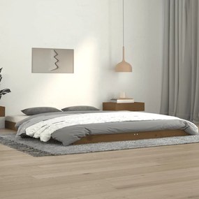 vidaXL Estrutura de cama 140x190 cm pinho maciço castanho mel