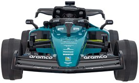 Carro elétrico para Crianças 12V 4 motores Formula 1 Aston Martin Rodas Espuma EVA, assento couro ecológico Carga até 30 kg Verde