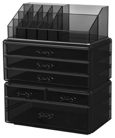 Organizador de cosméticos acrílico, apilável com gavetas para paletas. | SONGMICS | 23,8 x 15,3 x 29,6 cm | transparente | JKA009BK.