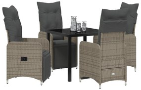 Conjunto de Jantar Jardim 5 Peças com Almofadas em Vime Polipropileno