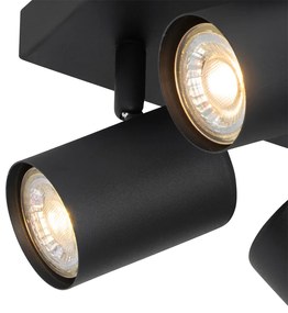 Moderno candeeiro de teto preto quadrado ajustável de 4 luzes - Jeana Moderno