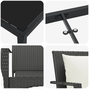 Conjunto de Jantar Jardim 5 pcs Preto 140 x 70 x 73 cm Ratan PE