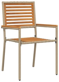 Conjunto de Jantar para Jardim vidaXL de 5 Peças Bege Poli Rattan Acác