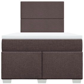 Cama boxspring com colchão 120x190 cm tecido castanho-escuro