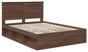 vidaXL Estrutura da Cama com cabeceira Carvalho Marrom 140 x 200 cm