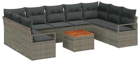 Conjunto de Sofás para Jardim Cinza 10 pcs Cinzeto Grande