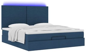 Estrutura de cama otomana com colchão 160x200 cm tecido azul