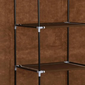 Roupeiro compartimentos e varões 150x45x175cm tecido castanho