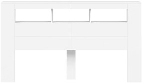 Cabeceira cama c/ LEDs 180x18,5x103,5 cm deriv. madeira branco