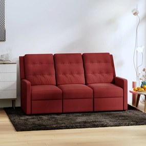 vidaXL Sofá reclinável de 3 lugares tecido vermelho tinto