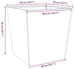 Vaso/floreira de jardim 50x50x50 cm aço antracite