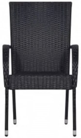 7 pcs conjunto de jantar para jardim preto