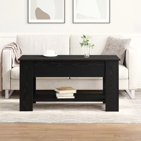 Mesa de Café de Carvalho Preto - 101x49x52 cm Feita de Madeira Reforça