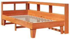 Cama com estante sem colchão 90x190cm pinho maciço castanho-mel