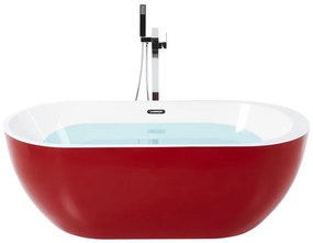Banheira autónoma em acrílico vermelho 160 x 75 cm NEVIS Beliani