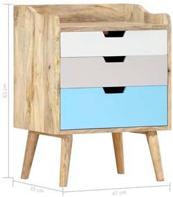 Mesa de cabeceira 47x35x63 cm madeira de mangueira maciça