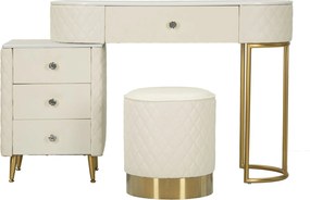 TOUCADOR SHARON COM BANCO 120X40X75 CM (TAMANHO DO BANCO Ø36X39) BRANCA E DOURADA