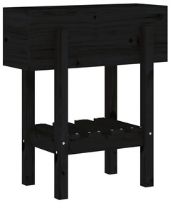Vaso/floreira de jardim 62x30x69 cm pinho maciço preto
