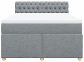 Cama com molas/colchão 160x200 cm tecido cinzento-claro