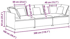 Sofá modular com almofadas veludo cinzento-claro