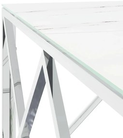 Mesa de centro 80x80x40 cm aço inoxidável e vidro prateado