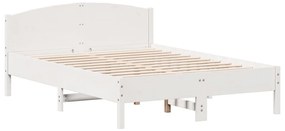 Cama sem colchão 140x200 cm madeira de pinho maciça branco