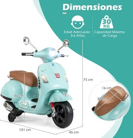 Mota elétrica para crianças 12V com motor duplo e 4 rodas Música Buzina para crianças de 3 a 6 anos Verde