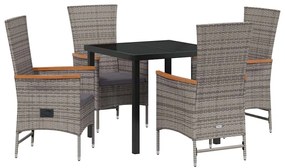 Cadeiras Externas 5 pcs Cinzento 80 x 80 x 73 cm Ratan PE
