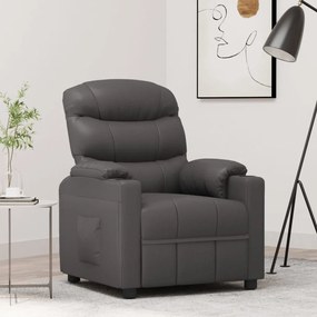 vidaXL Poltrona reclinável couro artificial cinzento