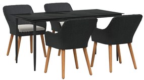 Conjunto de Jantar de Jardim com 5 Peças em Rattan Preto