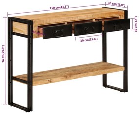 Mesa consola 110x30x76 cm madeira de mangueira maciça