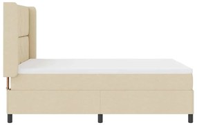 Cama com Estrado e Colchão - Creme - 140x190 cm - Tecido